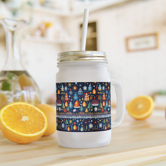 Ugly Christmas Sweater Pattern Mason Jar