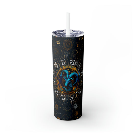 Capricorn Zodiac Skinny Tumbler with Straw Astrology Insulated Mug Bridesmaids Gift Bachelorette Party Favor Birthday Gift