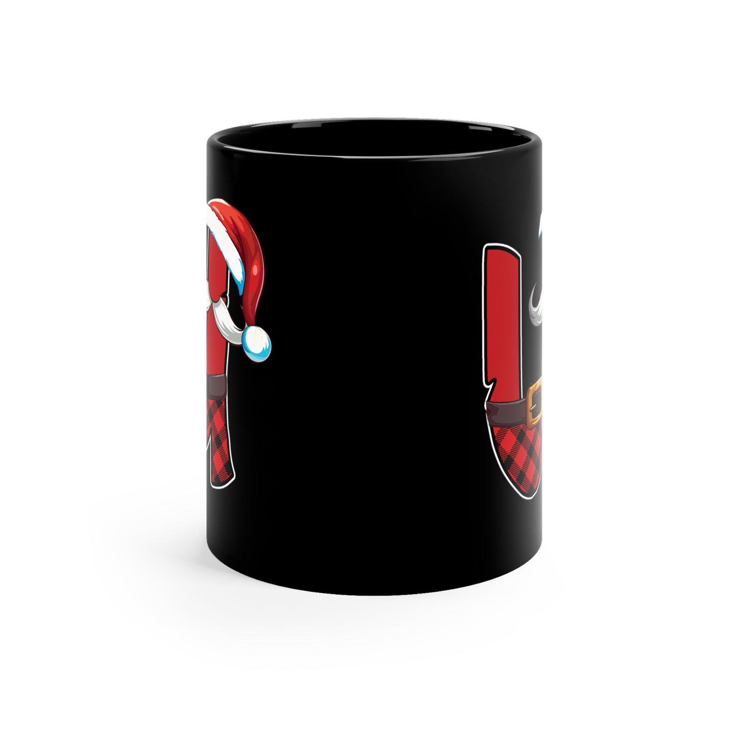 U Santa Initial 11oz Black Mug