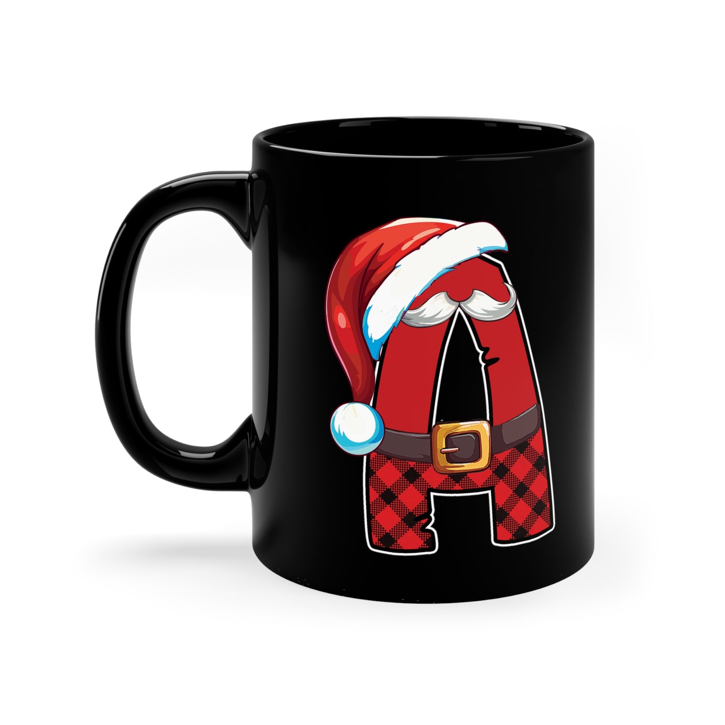 A Santa Initial 11oz Black Mug