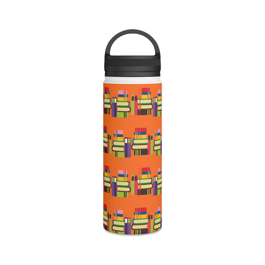 Back To School Books Stainless Steel Water Bottle, Handle Lid