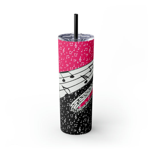 Musical Notes Skinny Tumbler with Straw, 20oz