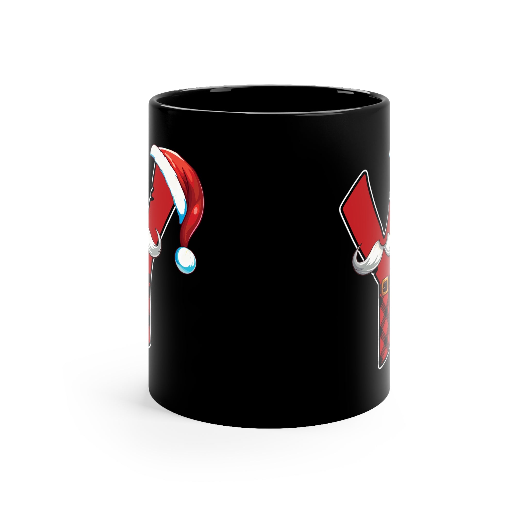 Y Santa Initial 11oz Black Mug