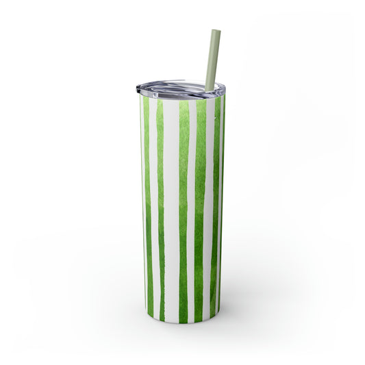 St Patricks Day Stripes Skinny Tumbler with Straw, 20oz