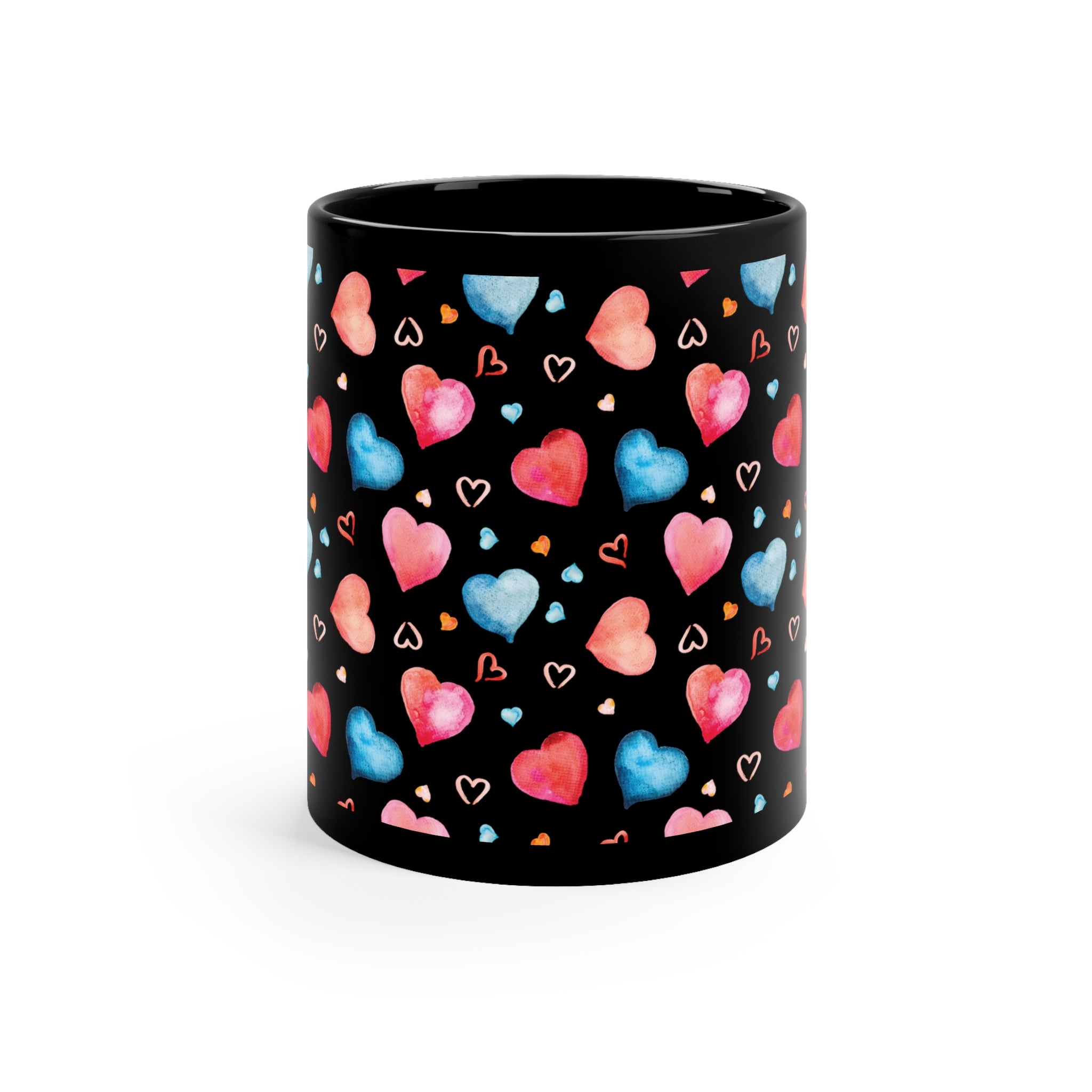 Valentine's Day Hearts 11oz Black Mug