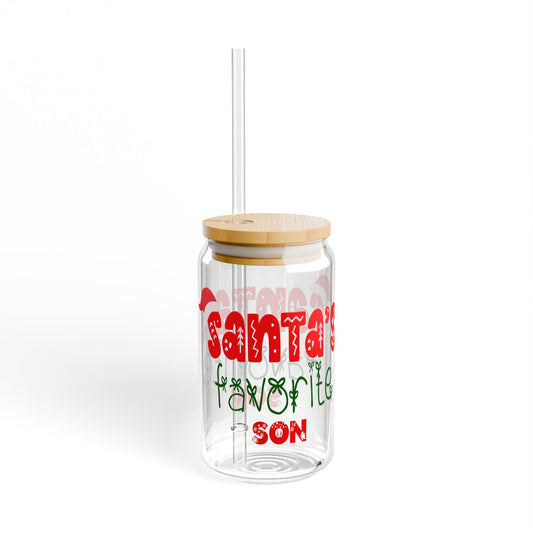 Santa's Favorite Son, Son Sipper Glass, Son Gift, Gift for a Son, Sipper Glass 16oz