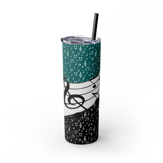 Musical Notes Skinny Tumbler with Straw, 20oz