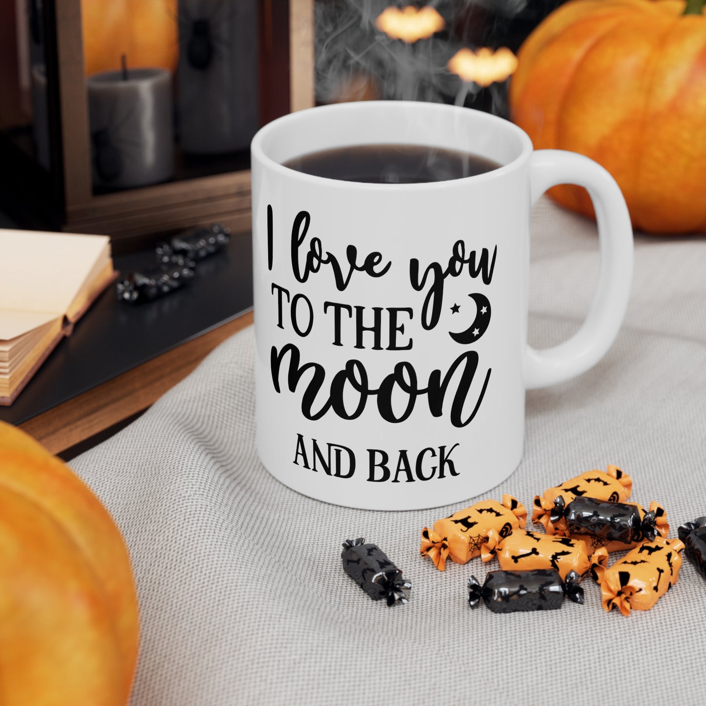 Sottobicchiere "I Love You To The Moon And Back" – Regalo Originale, 9x9 Cm, Finitura Lucida, Gift Base