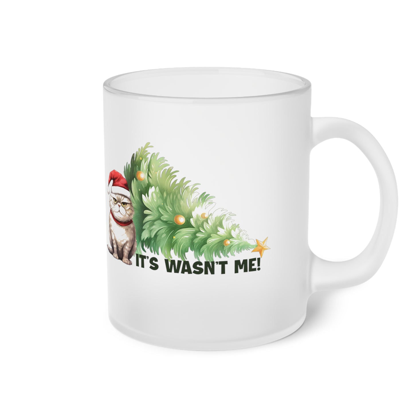 Frosted Glass Mug, Cute Christmas Mug, Cat Themed Holiday Mug, Frosted Mug, Cute Coffee Mug, Holiday Coffee Mug, Frosted Holiday Coffee Mug