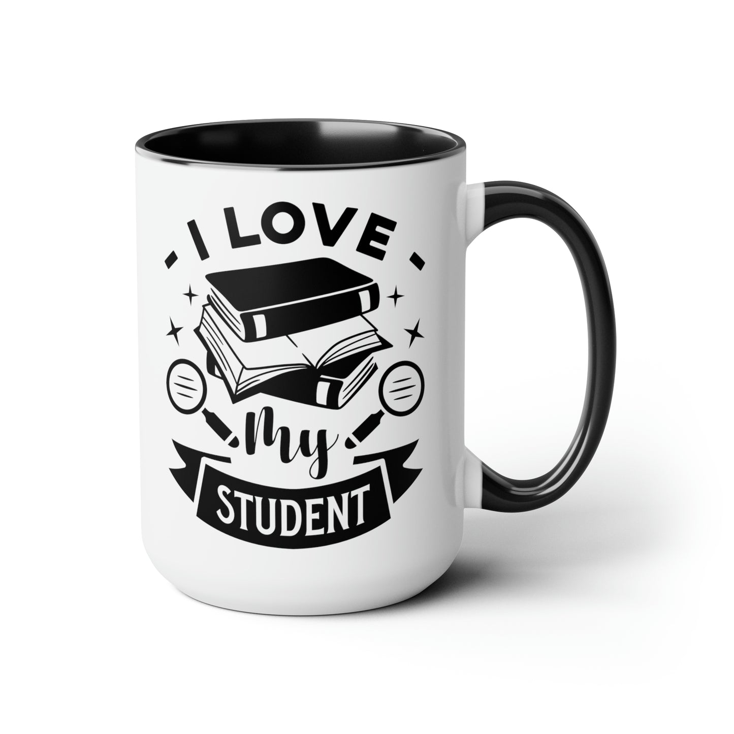 I Love My Student Two-Tone Coffee Mugs, 15oz