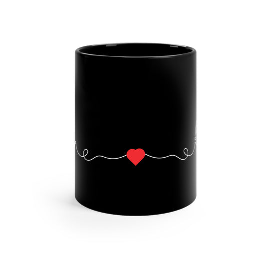 Boy Meets Girl Heart 11oz Black Mug