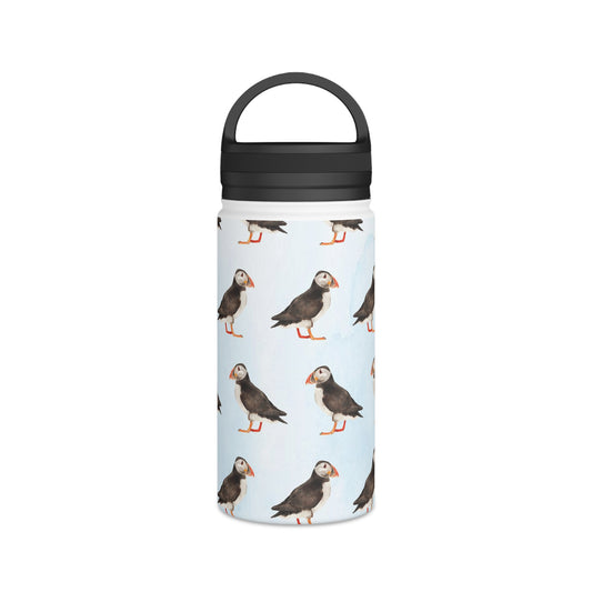Back To School Puffins Stainless Steel Water Bottle, Handle Lid