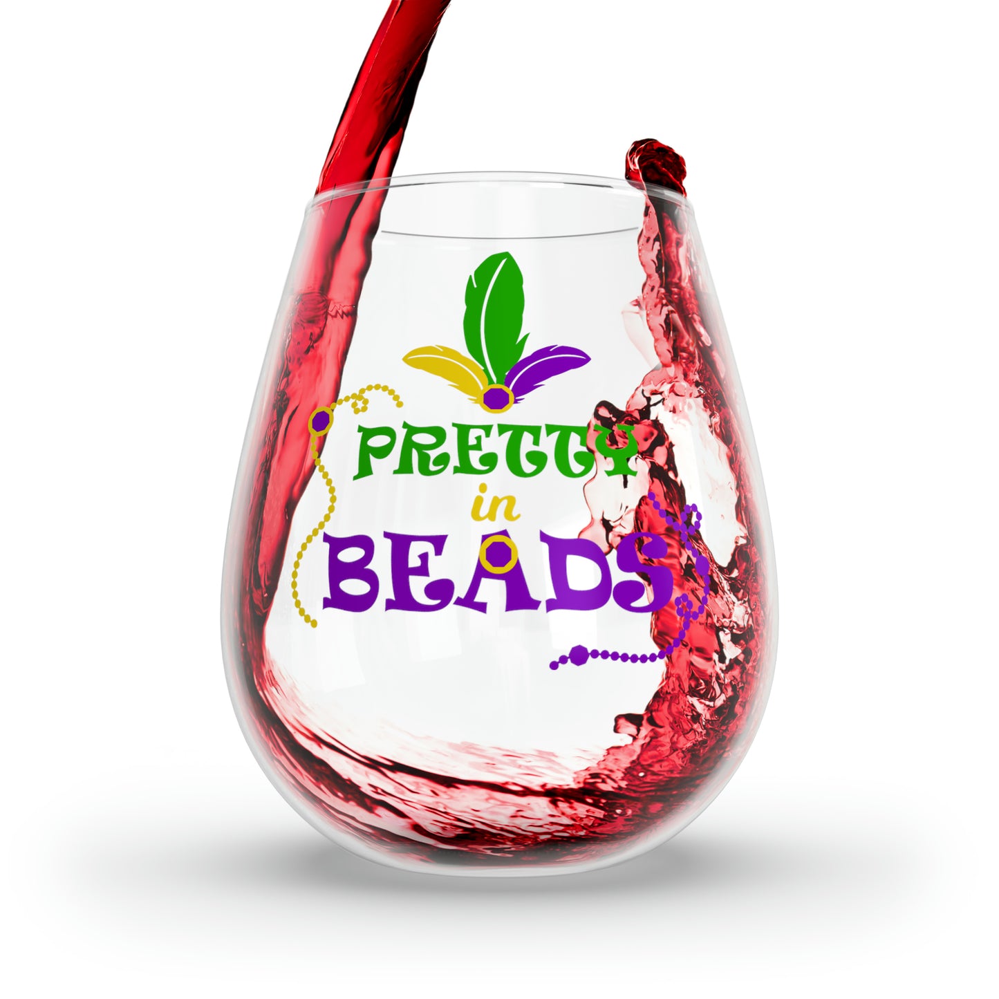 Pretty In Beads Stemless Wine Glass, 11.75oz