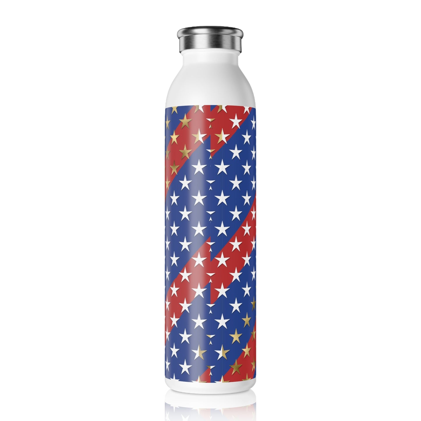 American Flag Themed Stars & Stripes Slim Water Bottle