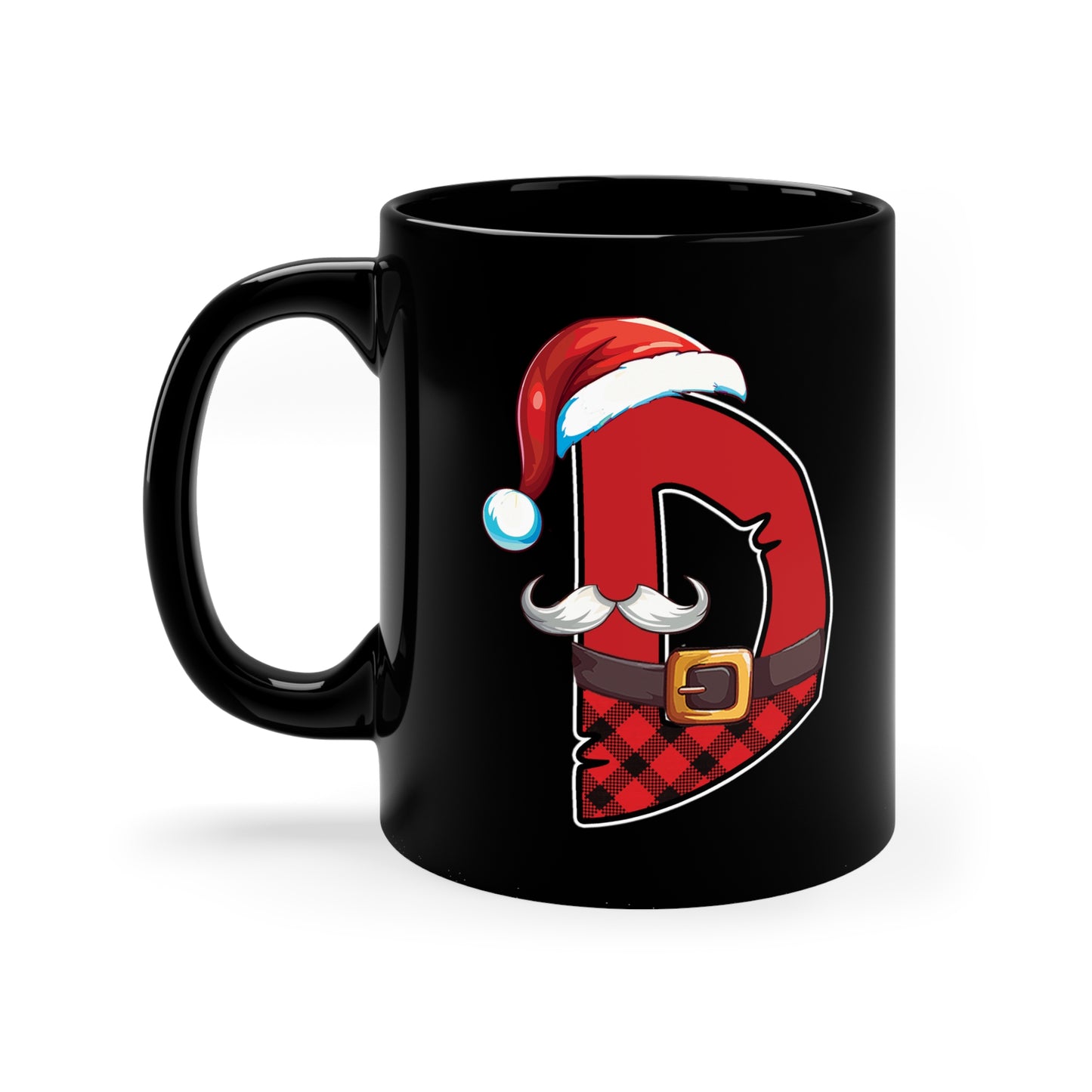 D Santa Initial 11oz Black Mug