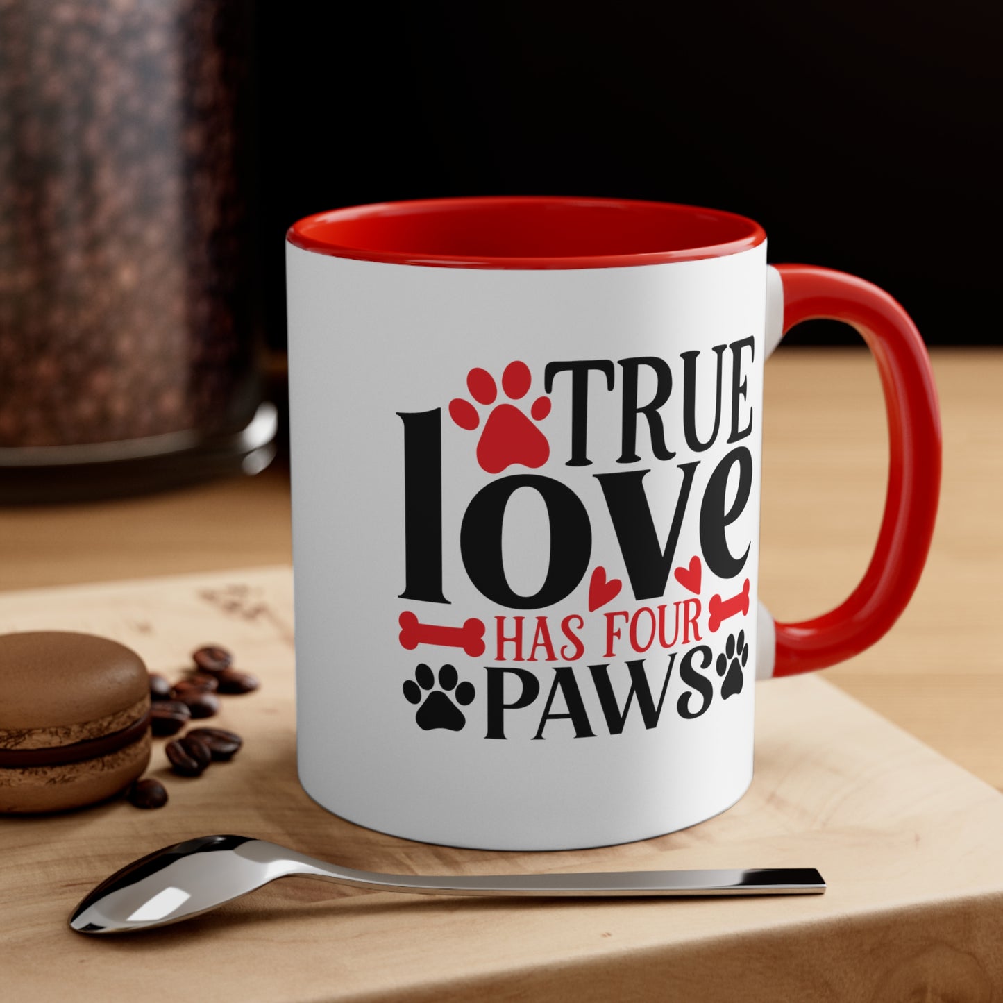 True Love Has Four Paws Valentines Day Accent Coffee Mug, 11oz