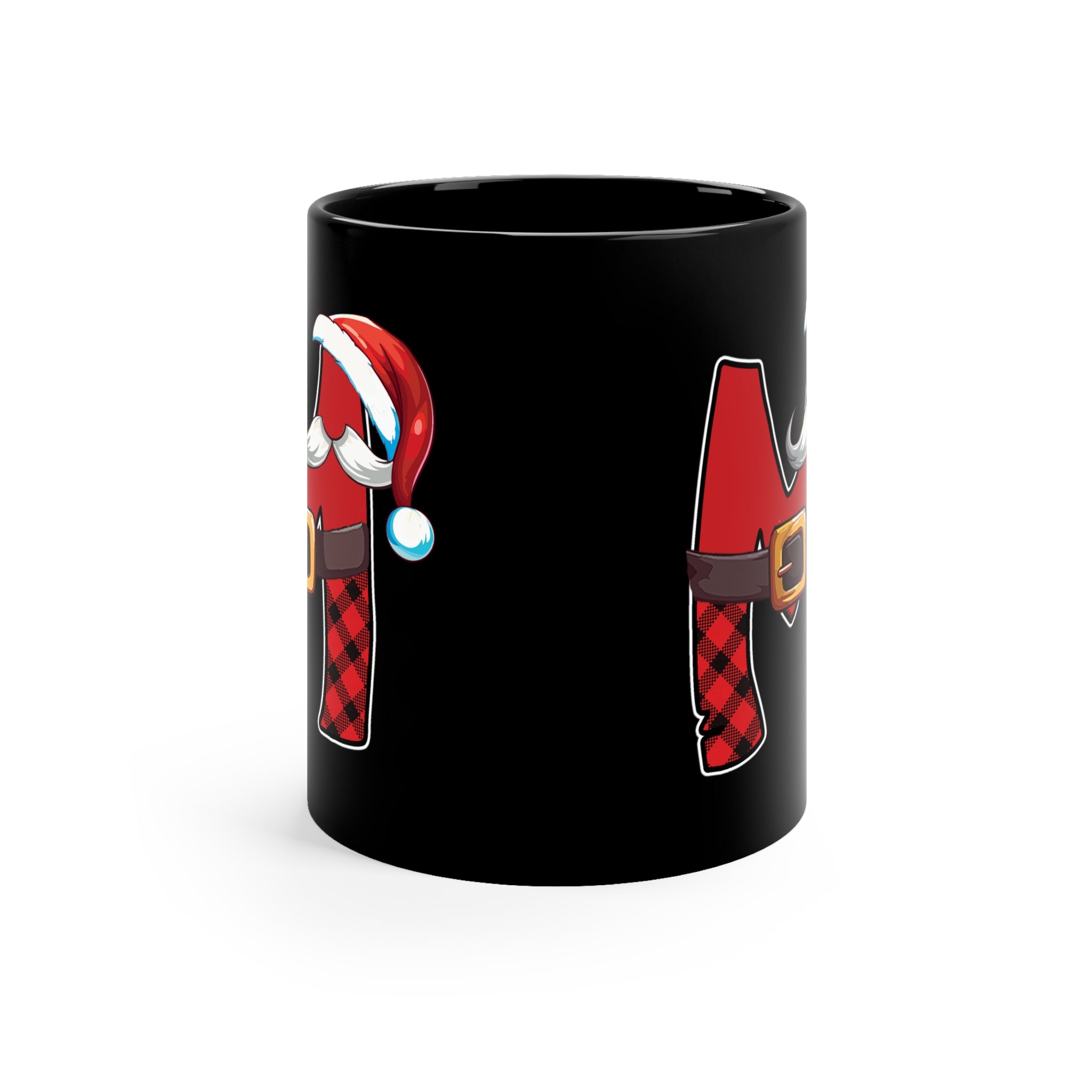 M Santa Initial 11oz Black Mug