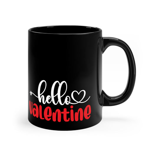 Hello Valentine 11oz Black Mug