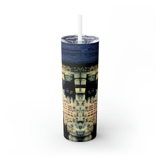 Denim Grunge Skinny Tumbler with Straw, 20oz