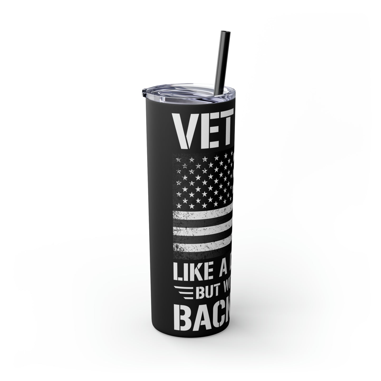 Vet Bod Like a Dad Bod But With More Back Pain Skinny Tumbler with Straw, 20oz