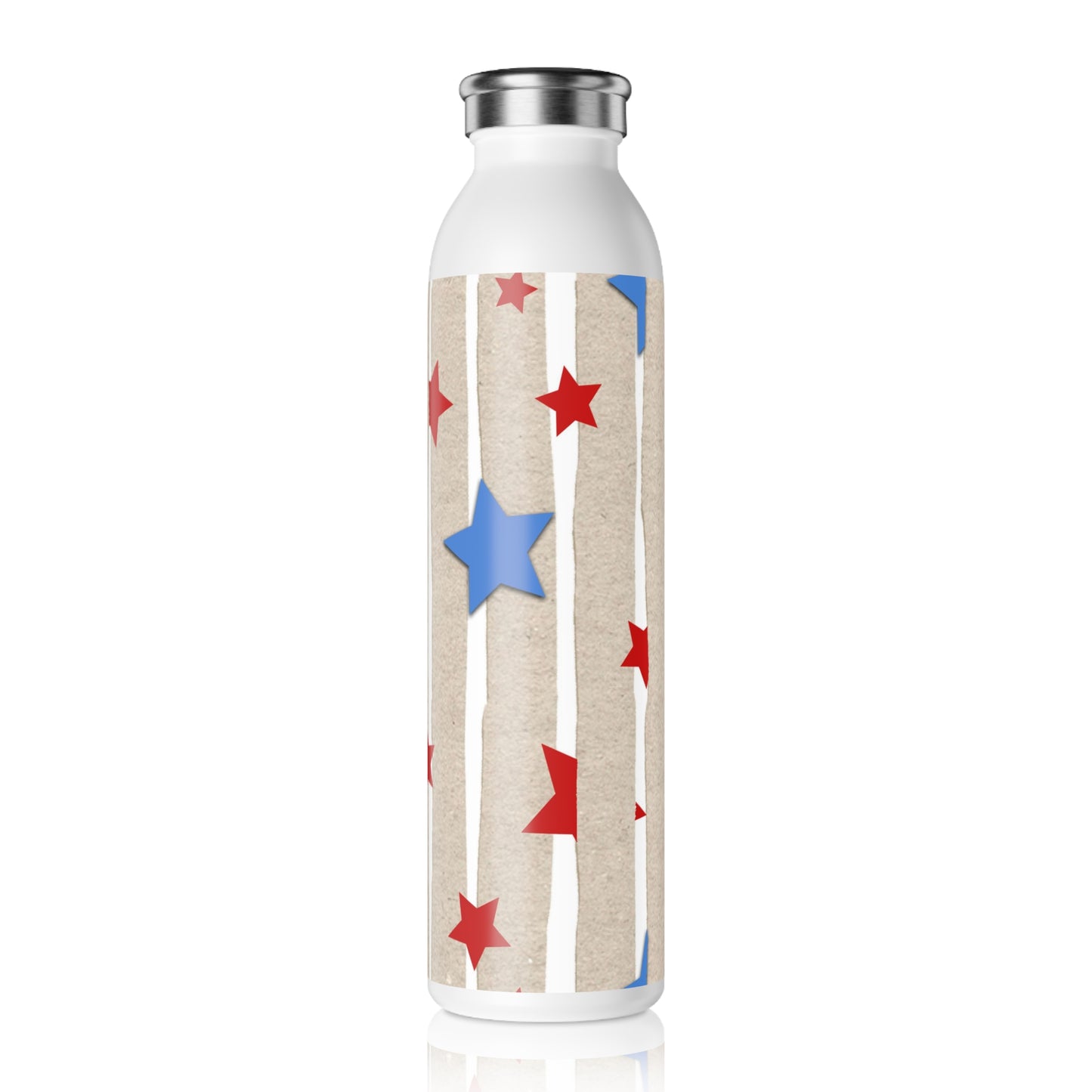 American Flag Themed Stars & Stripes Slim Water Bottle