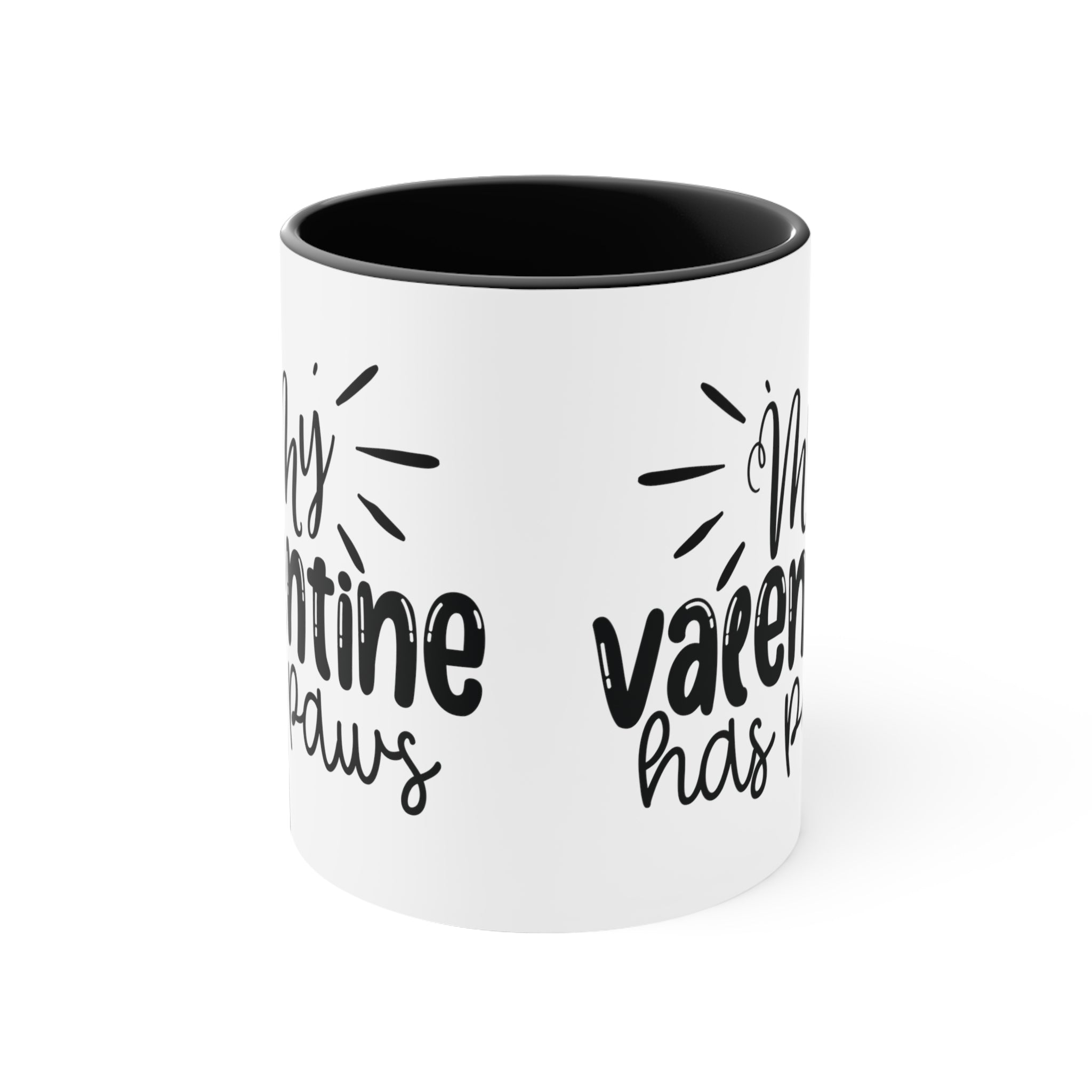 My Valentine Has Paws Accent Coffee Mug, 11oz