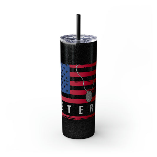 Veteran Skinny Tumbler with Straw, 20oz