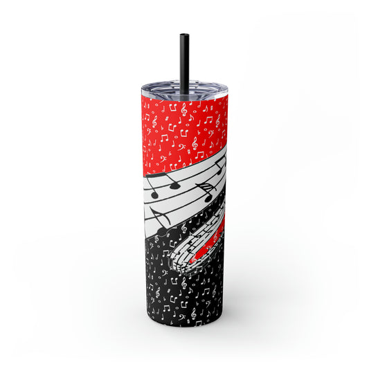 Musical Notes Skinny Tumbler with Straw, 20oz