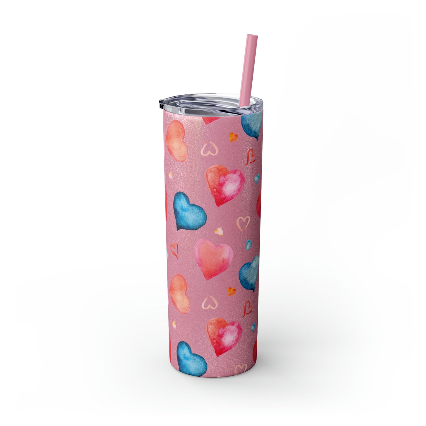 Valentine's Hearts Skinny Tumbler with Straw, 20oz