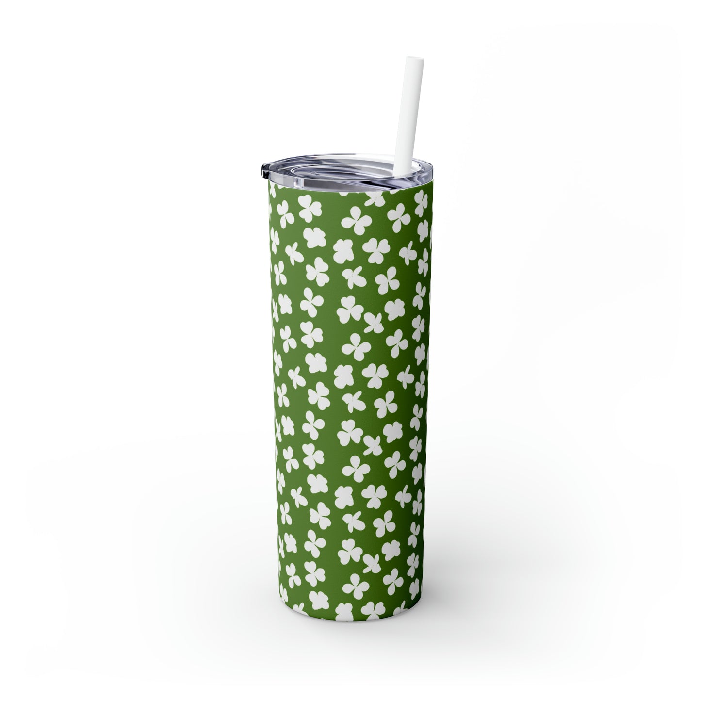 St Patricks Day Clovers Skinny Tumbler with Straw, 20oz