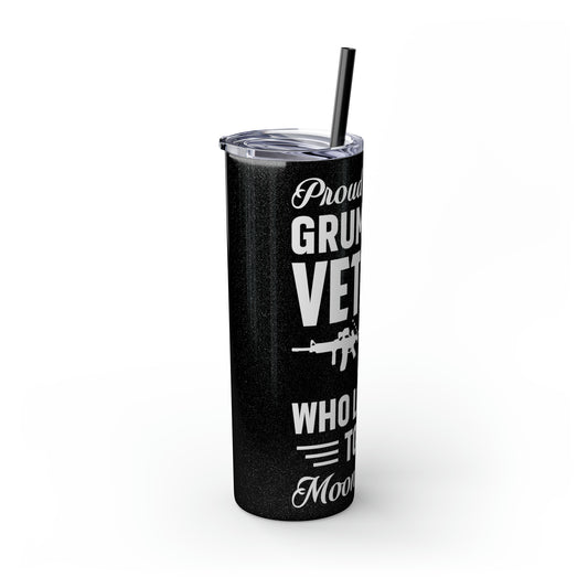 Proud Wife of a Grumpy Old Veteran Skinny Tumbler with Straw, 20oz
