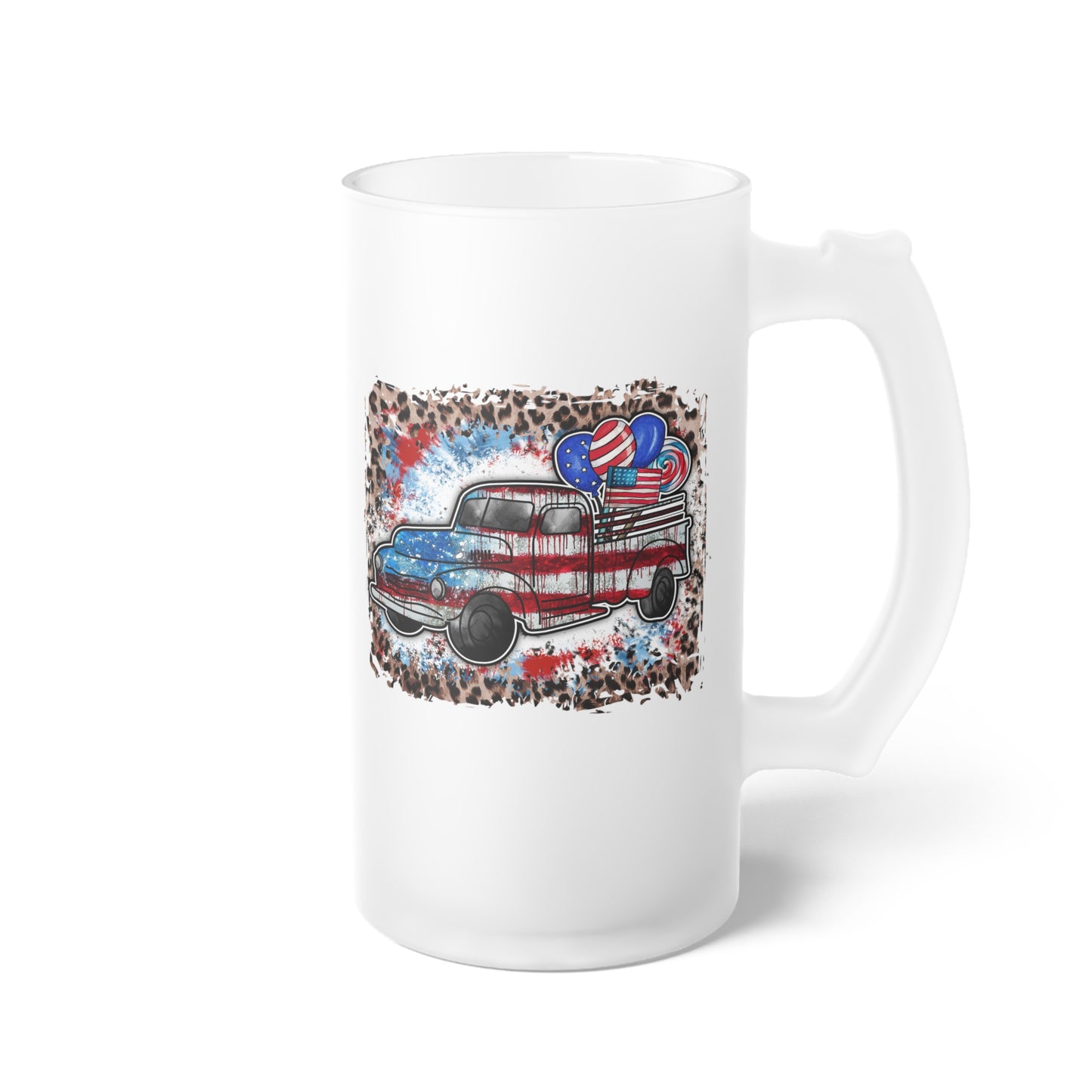 American Classic Cars Frosted Glass Beer Mug