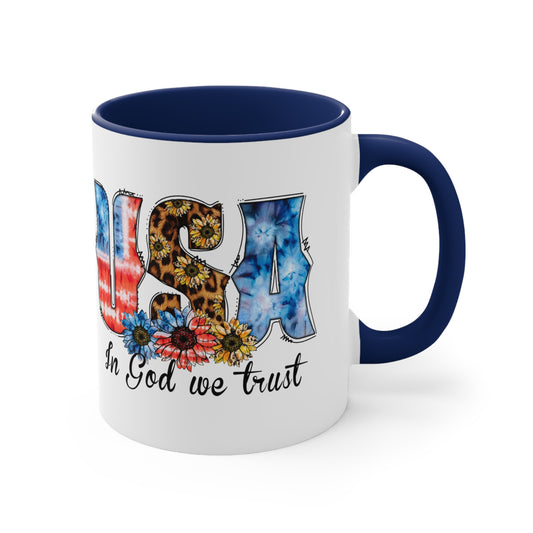 USA In God We Trust Accent Coffee Mug, 11oz