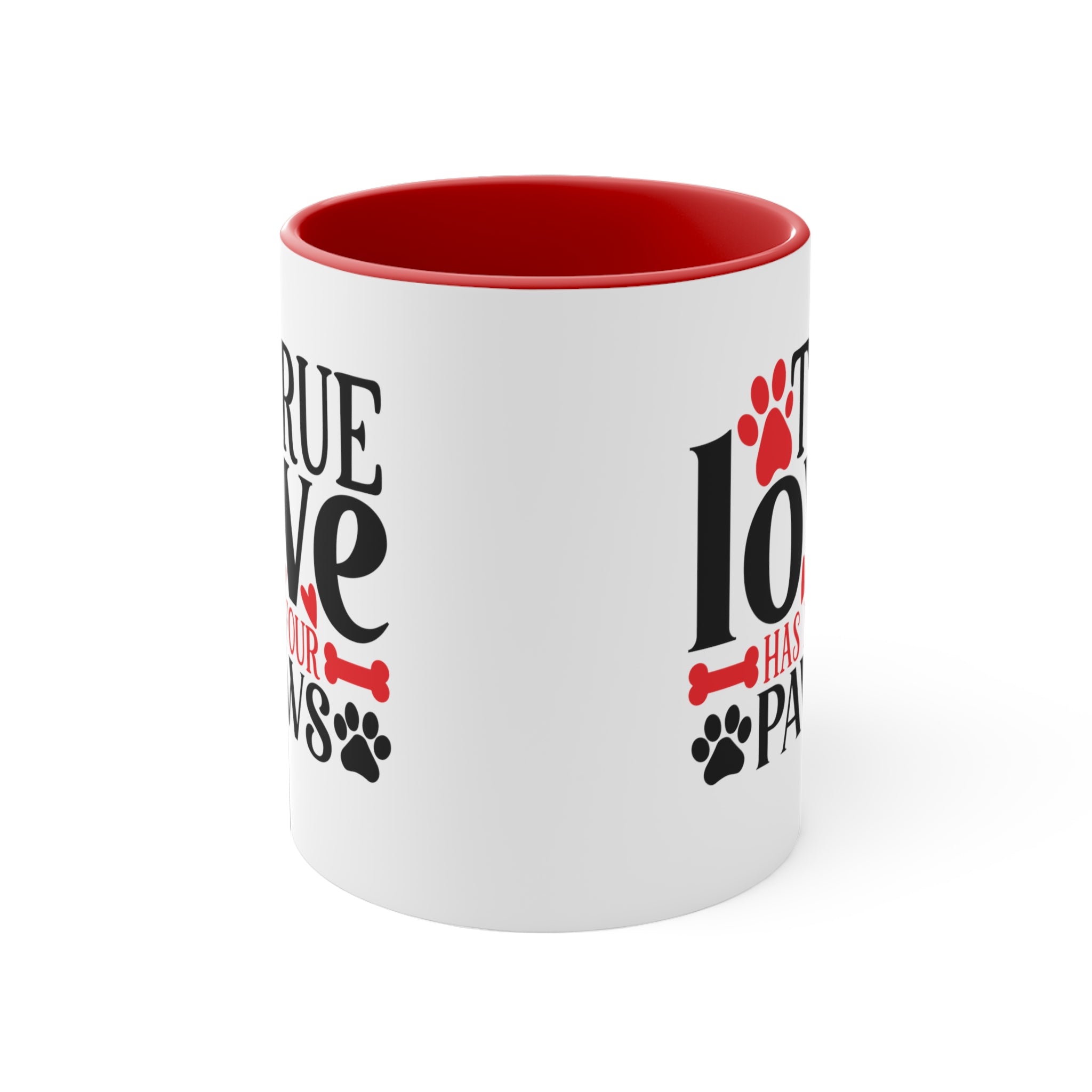 True Love Has Four Paws Valentines Day Accent Coffee Mug, 11oz