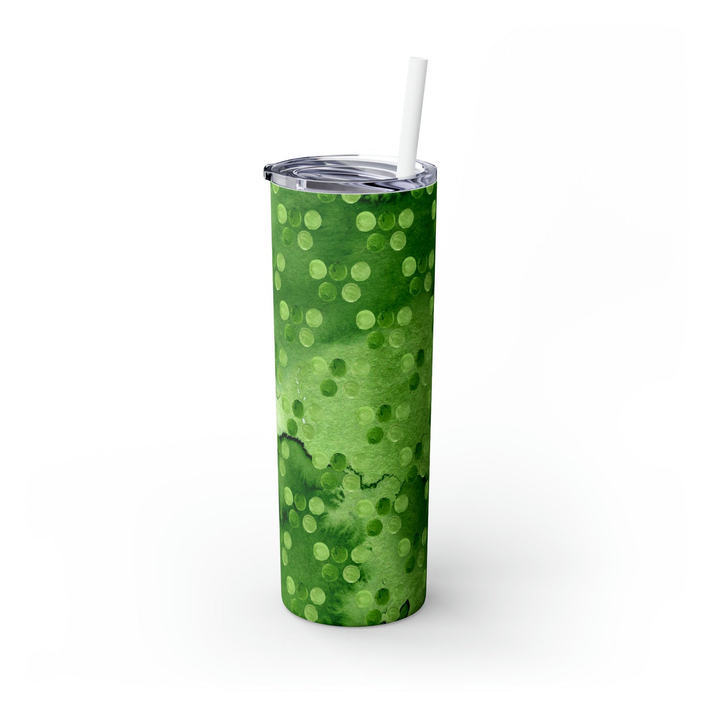 St Patricks Day Polka Dots Skinny Tumbler with Straw, 20oz