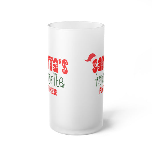 Santa's Favorite Father Frosted Glass Beer Mug