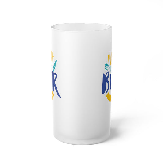 Wish You Were Beer Frosted Glass Beer Mug