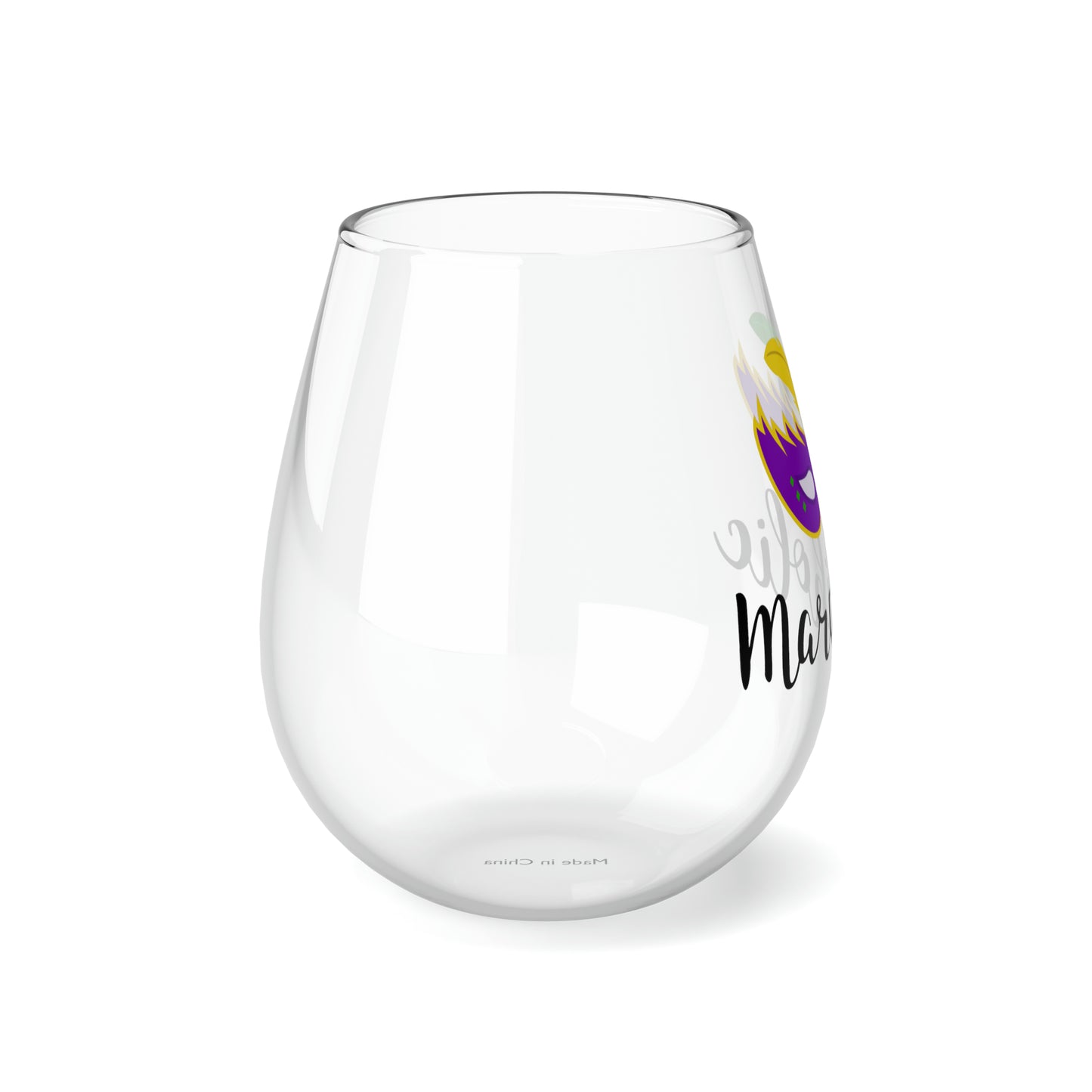Mardiholic Stemless Wine Glass, 11.75oz