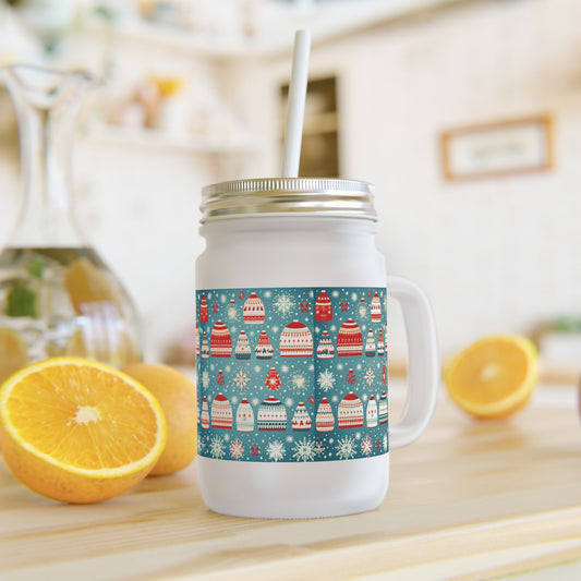 Ugly Christmas Sweater Pattern Mason Jar