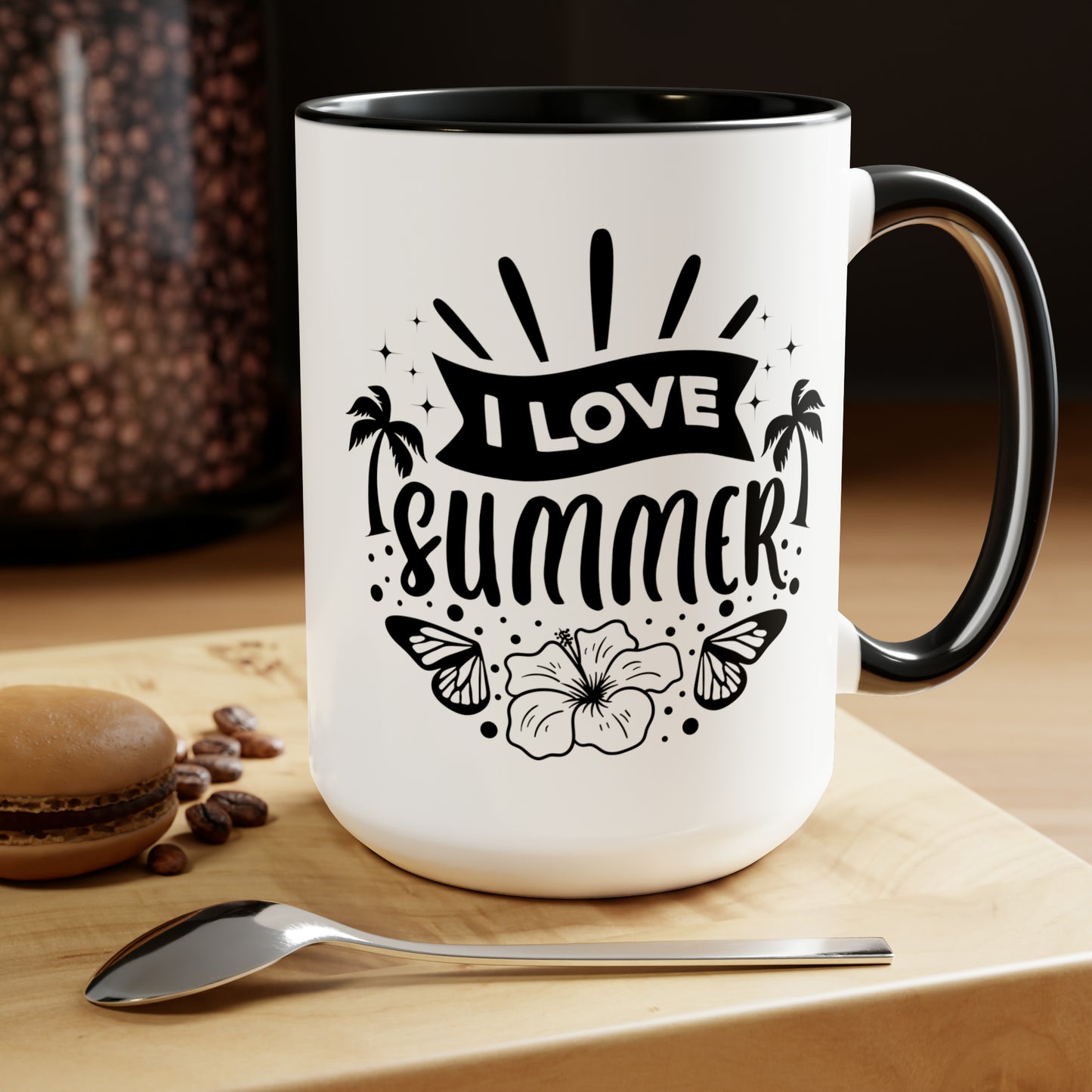 I Love Summer Two-Tone Coffee Mugs, 15oz