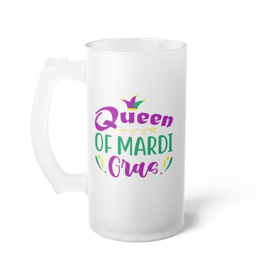 Queen Of Mardi Gras Frosted Glass Beer Mug
