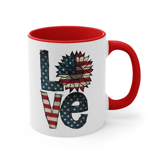 Love Sunflover Flag Accent Coffee Mug, 11oz