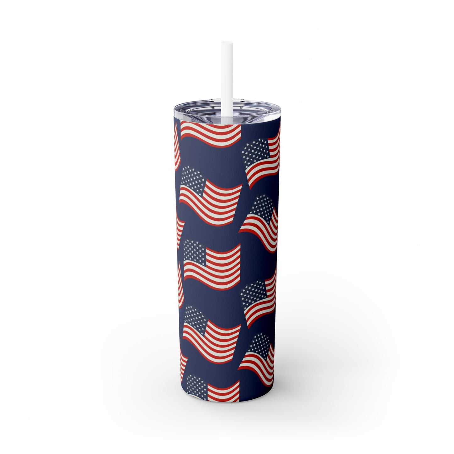 American Flags Skinny Tumbler with Straw, 20oz