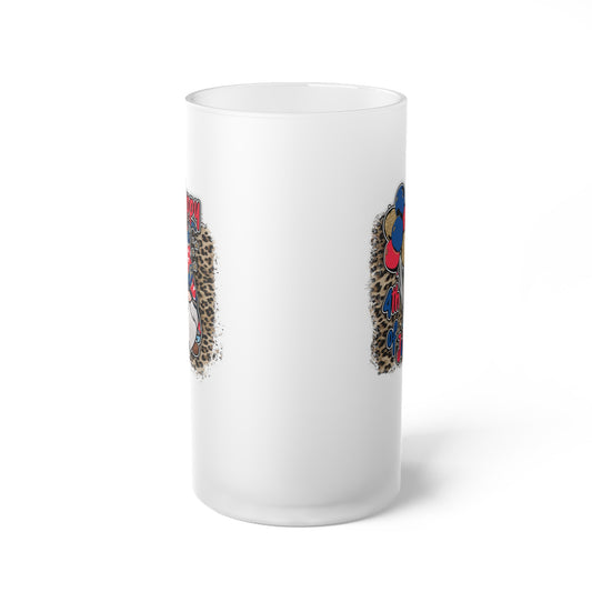 Happy 4th of July Frosted Glass Beer Mug