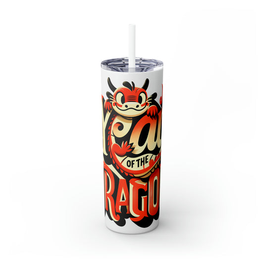 Year of Dragon Skinny Tumbler with Straw, 20oz