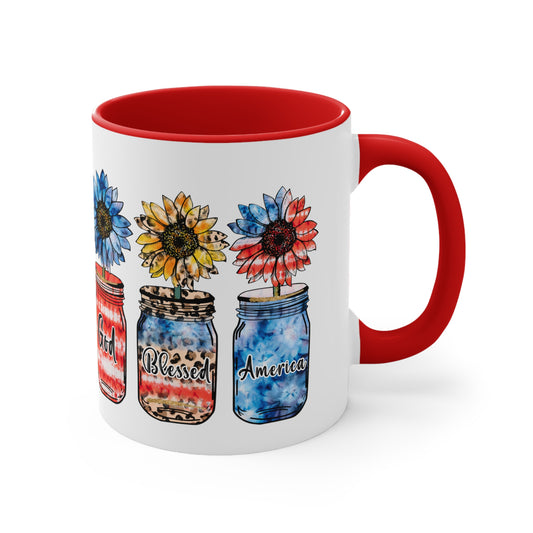 God Bless America Accent Coffee Mug, 11oz