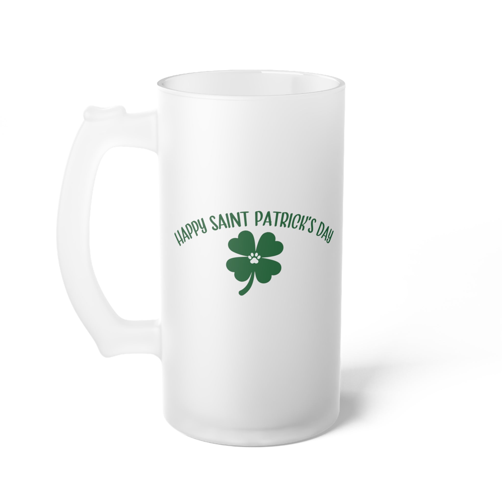 Happy St Patrick's Day Frosted Glass Beer Mug