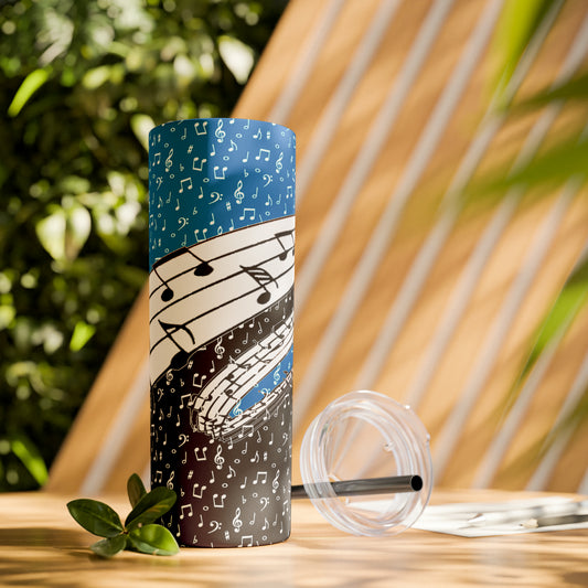 Musical Notes Skinny Tumbler with Straw, 20oz