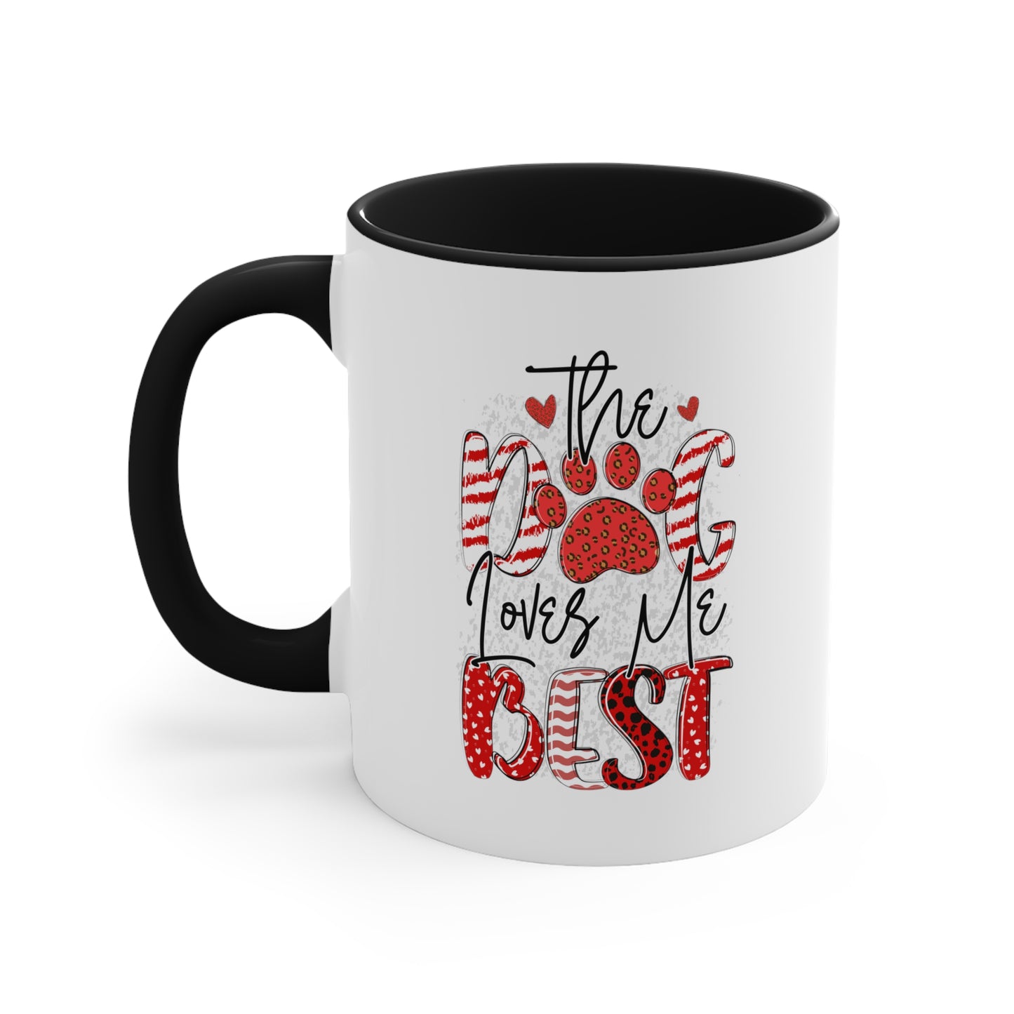 The Dog Love Me Best Valentines Day Accent Coffee Mug, 11oz