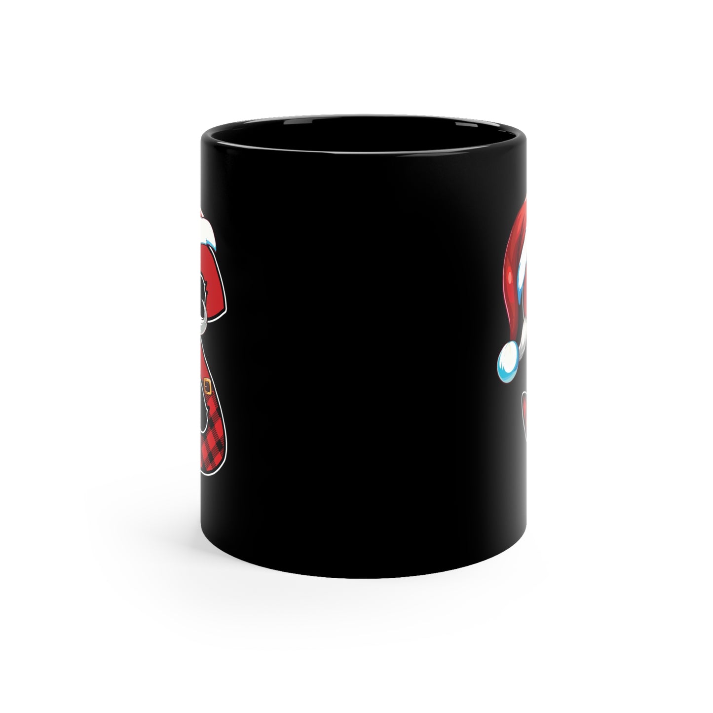 S Santa Initial 11oz Black Mug